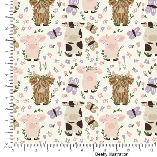 Flowery Farm Animals-Beeky Illustration