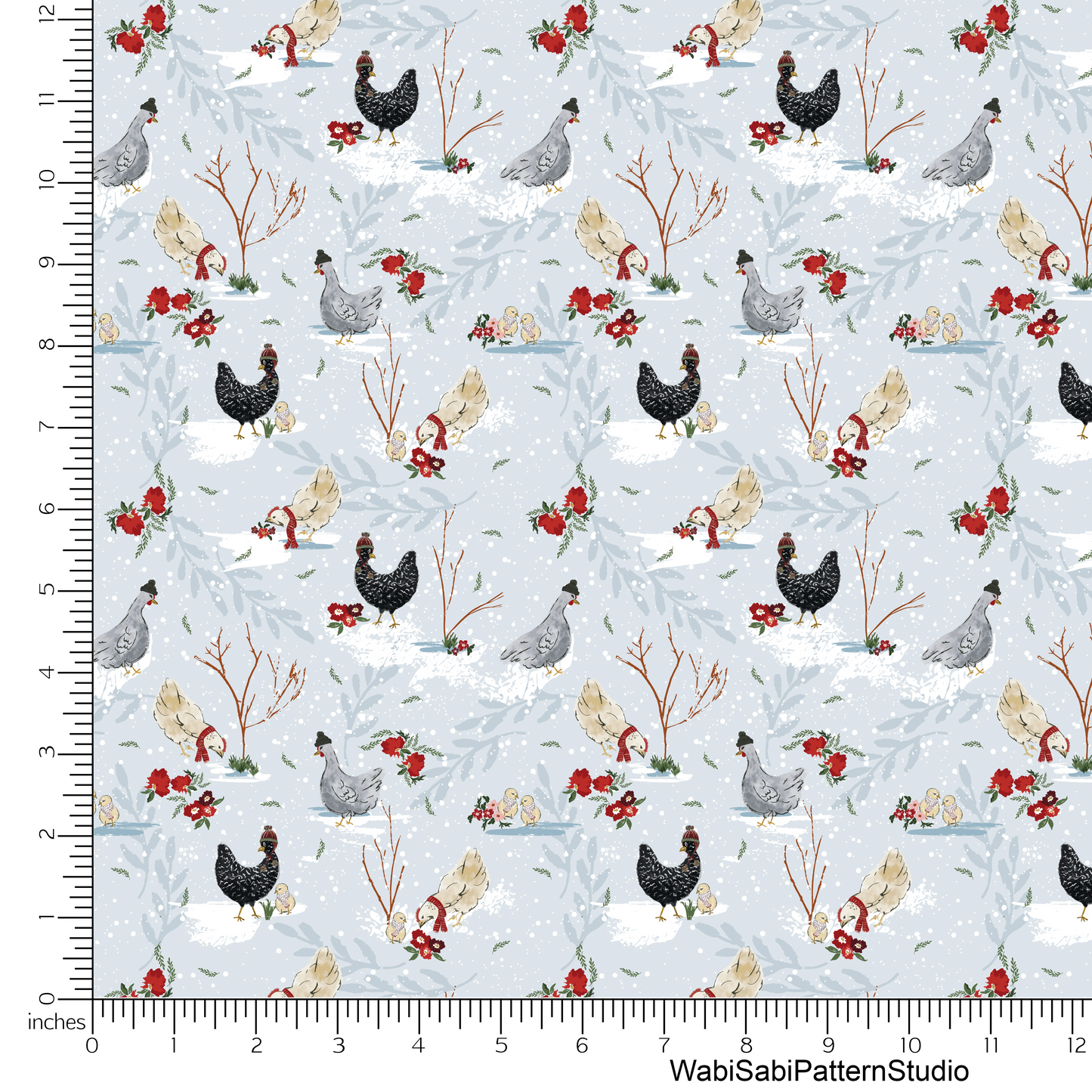 Snowy Winter Chickens