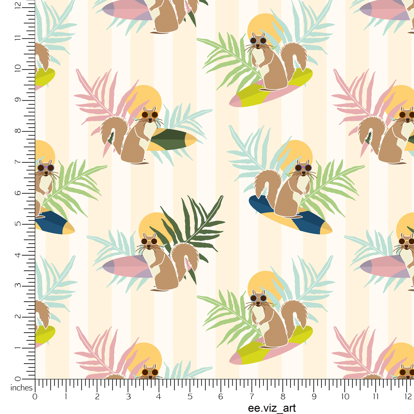 Tropical Surfing Squirrel with Stripes